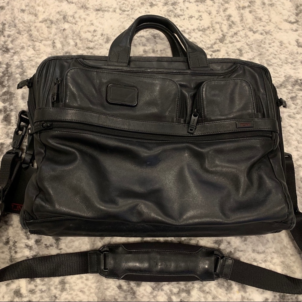 Tumi Compact Large Screen Laptop Leather Brief